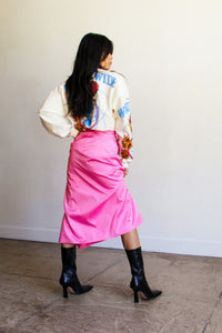 1960s Hot Pink Satin Double Wrap Skirt