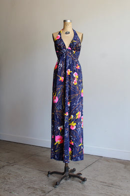 1970s Jantzen Bright Floral Halter Dress