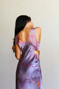 1930s Reworked Marble Dyed Satin Lace Slip Dress
