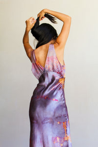 1930s Reworked Marble Dyed Satin Lace Slip Dress