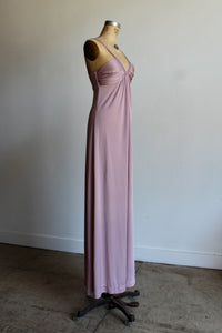 1970s Mauve Pink Pleated Bust Maxi Sun Dress