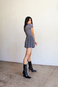 1960s Blue & White Nylon Polka Dot Romper