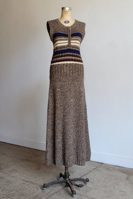 1990s Brown Knit Maxi Sweater Dress