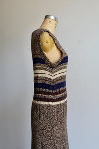 1990s Brown Knit Maxi Sweater Dress