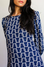 Load image into Gallery viewer, 1970s Chain Link Indigo Blue Mini Dress