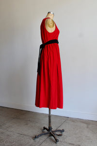 1990s Red Corduroy Jumper Dress
