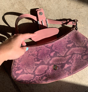 Y2K Salmon Pink Snakeskin Leather Handbag