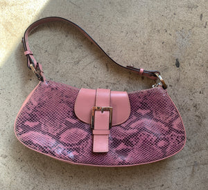 Y2K Salmon Pink Snakeskin Leather Handbag