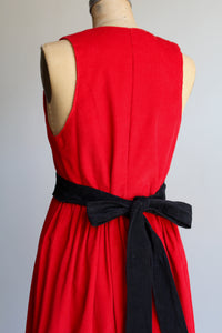 1990s Red Corduroy Jumper Dress