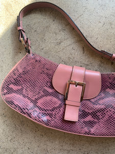 Y2K Salmon Pink Snakeskin Leather Handbag