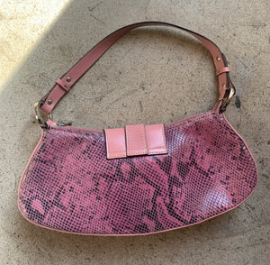 Y2K Salmon Pink Snakeskin Leather Handbag