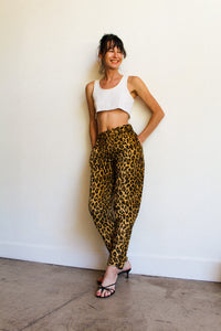 1960s Fuzzy Leopard Print High Waist Pants