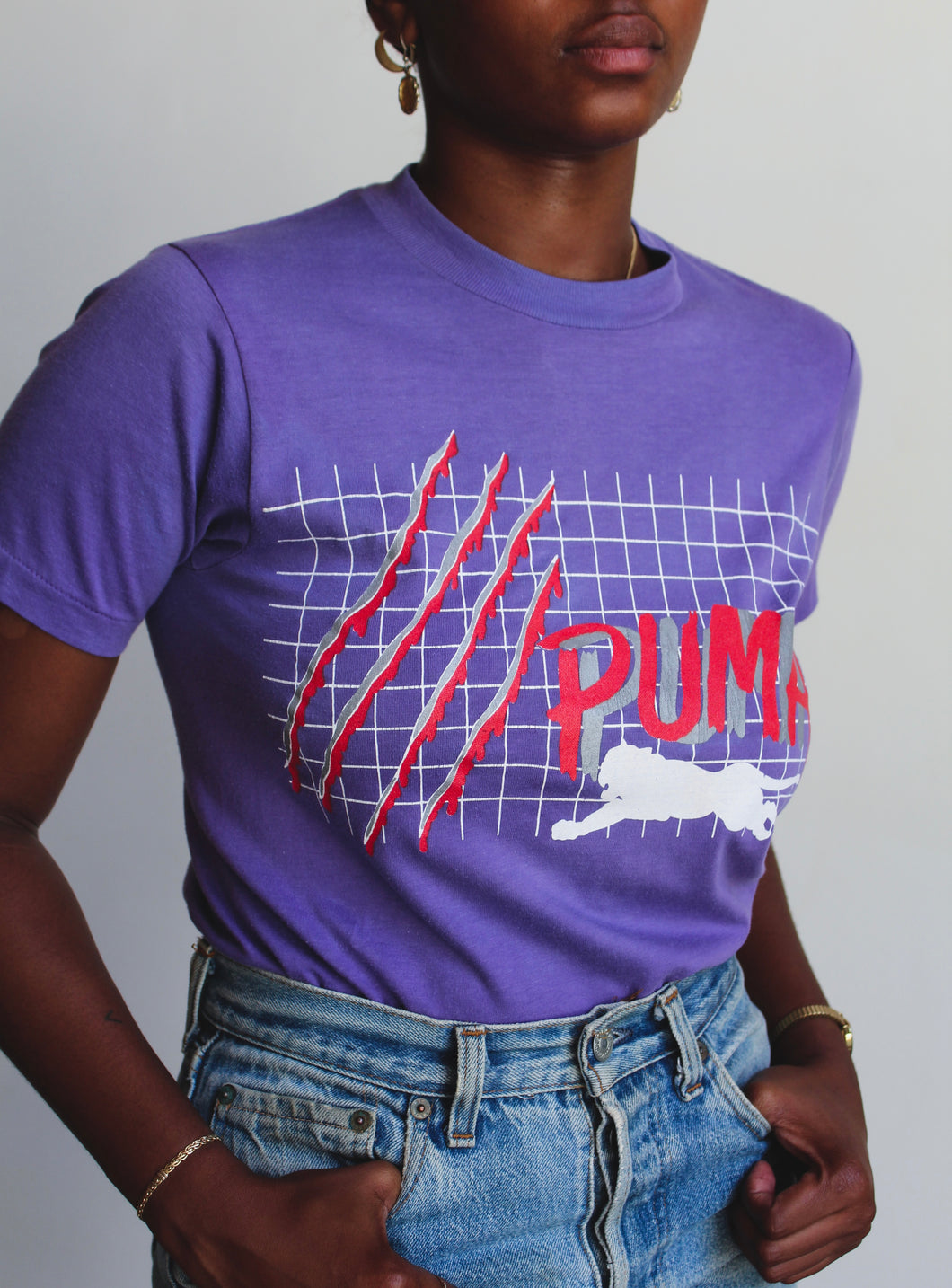 1980s PUMA Purple Big Cat Tee