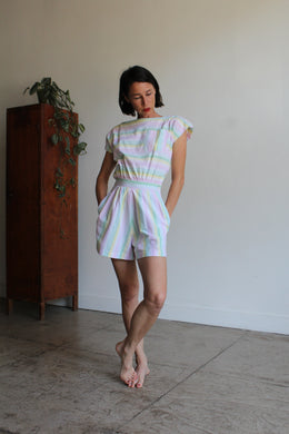 1980s Pastel Striped Romper