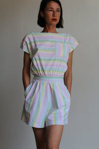 1980s Pastel Striped Romper