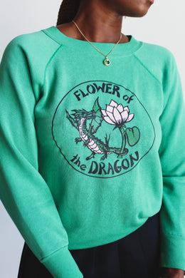 Flower of the Dragon Vintage Green Raglan Sweatshirt