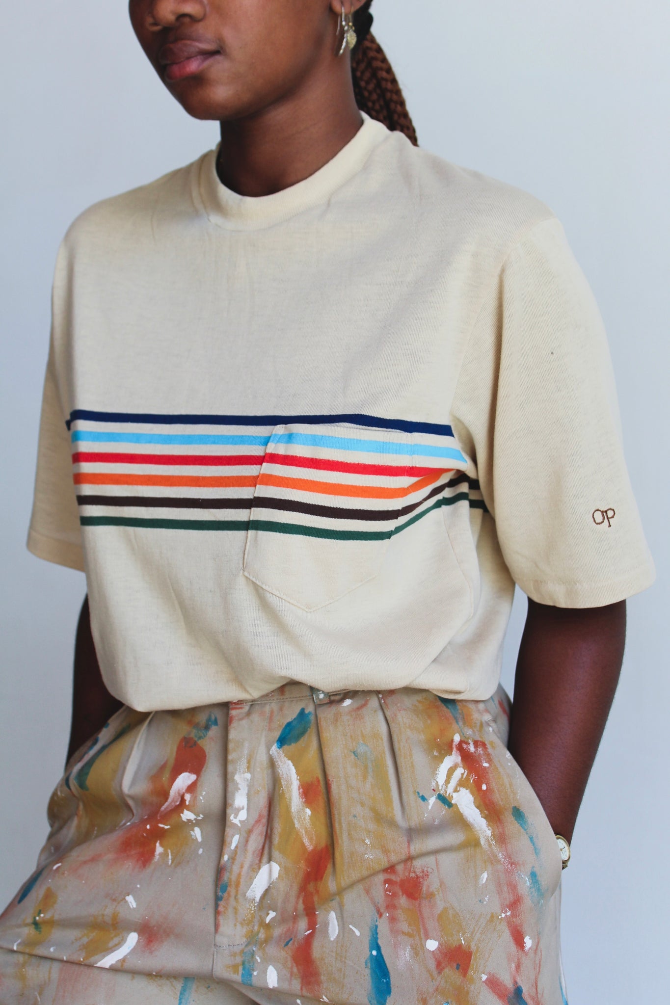 1970s OP Ocean Pacific Striped Pocket Tee – 3 Women