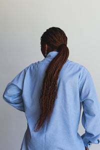 1970s Levi's Blue Striped Button Down Shirt