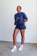 Load image into Gallery viewer, Flower of the Dragon Vintage Blue Cropped Tee