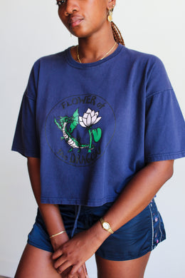 Flower of the Dragon Vintage Blue Cropped Tee