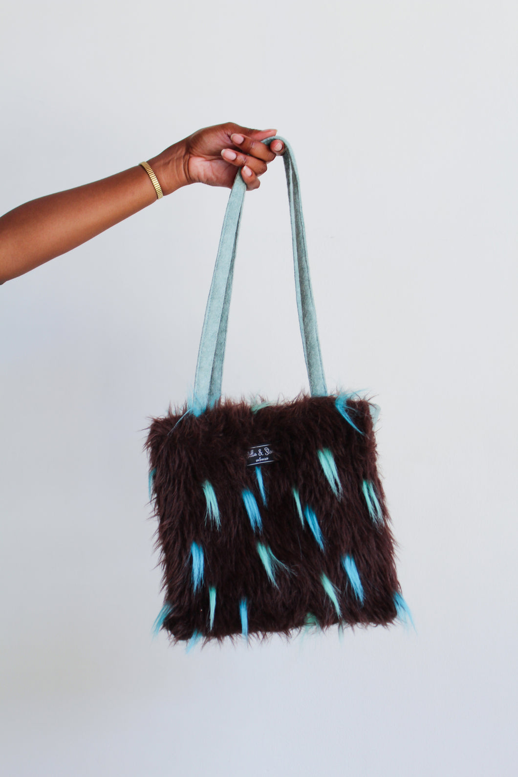 Y2K Felted Wool Furry Tote Purse