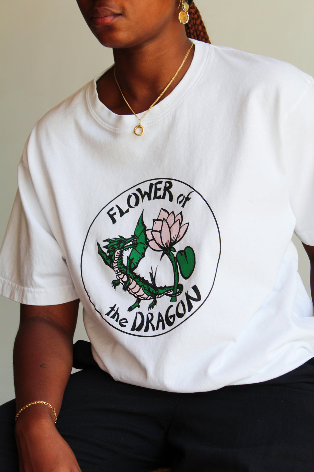 Flower of the Dragon Vintage White Tee
