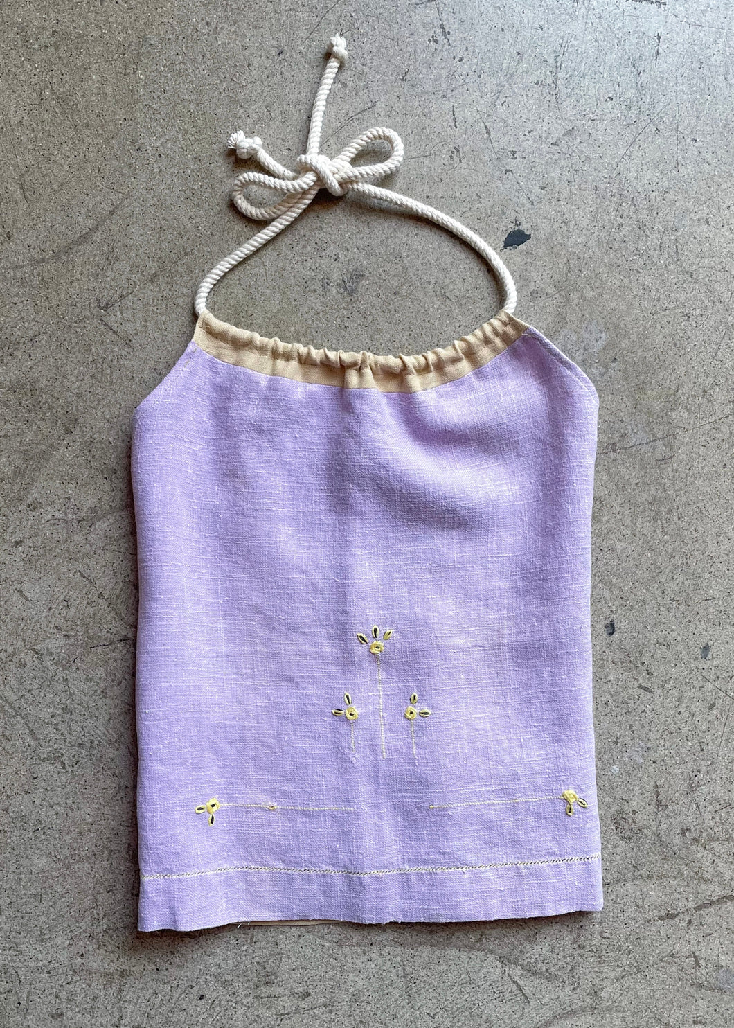 Antique Pastel Purple Linen Halter Top XL