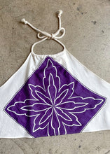 Load image into Gallery viewer, Purple Illustrated Hankie Halter Top Medium