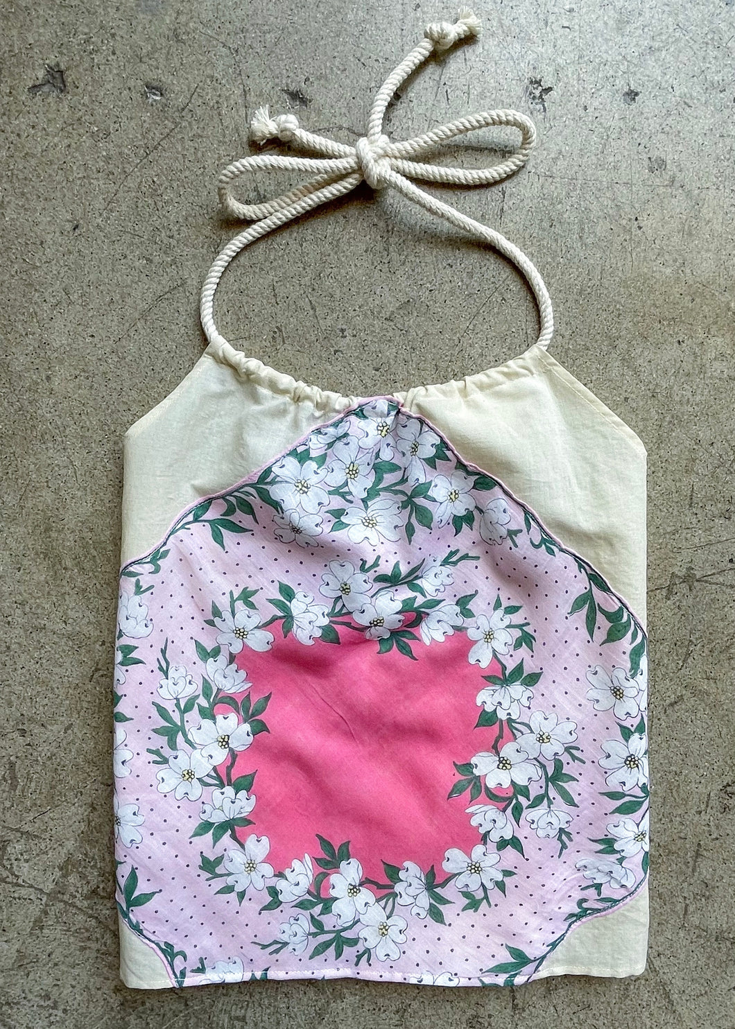 Pink Floral Hankie Halter Top XL