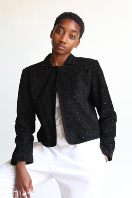 80s Suede Eyelet Cropped Jacket