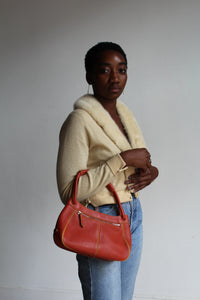 1990s Cole Haan Pumpkin Spice Leather Handbag
