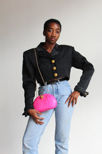 1980s Hot Pink Woven Purse