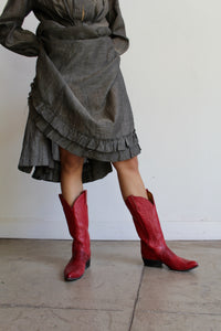 1970s Red Leather Cowgirl Boots by Tony Lama
