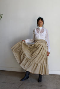 1980s Khaki Cotton Skirt