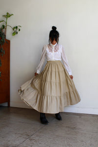1980s Khaki Cotton Skirt