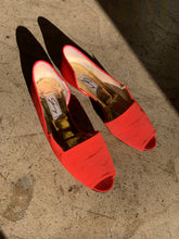 Load image into Gallery viewer, 1980s Blood Orange Raw Silk Slip Ons