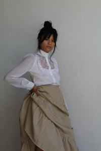 1970s Jessica's Gunnies White Ruffle Victorian Blouse