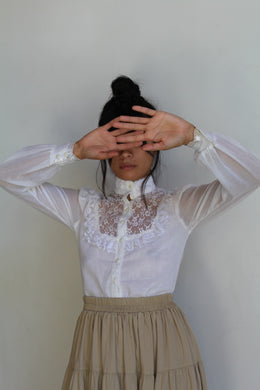 1970s Jessica's Gunnies White Ruffle Victorian Blouse