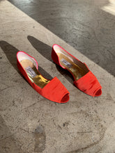 Load image into Gallery viewer, 1980s Blood Orange Raw Silk Slip Ons