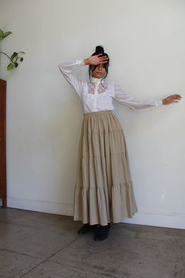 1980s Khaki Cotton Skirt