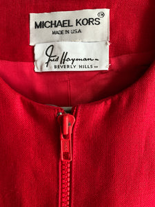 1980s Michael Kors Red Linen Skirt Suit