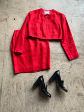 Load image into Gallery viewer, 1980s Michael Kors Red Linen Skirt Suit