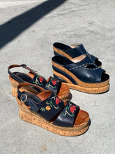 Load image into Gallery viewer, 1970s Stacked Platform Wedge Sandal