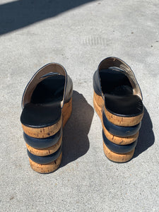 1970s Stacked Platform Wedge Sandal