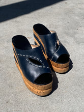 Load image into Gallery viewer, 1970s Stacked Platform Wedge Sandal