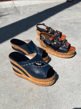 Load image into Gallery viewer, 1970s Stacked Platform Wedge Sandal