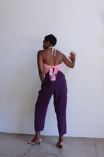 Load image into Gallery viewer, Eggplant Purple Silk High Waist Pants