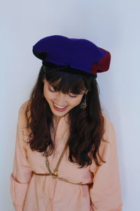 1980s Tri-Colored Wool Beret with Tassel