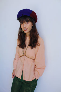 1980s Tri-Colored Wool Beret with Tassel