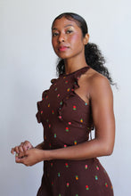 Load image into Gallery viewer, 1970s Brown Knit Floral Print Sundress